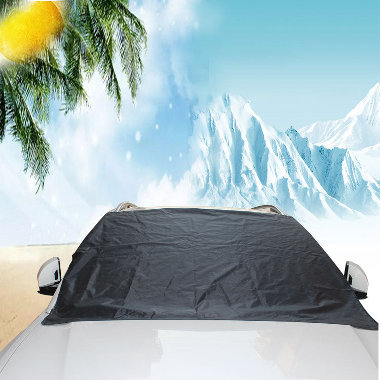 a1f1bd86bd640b0990110da361a317bMagnetic Windshield Cover dimensions showing magnetic red parts for secure installation and protection.